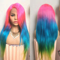 Beaudiva Straight Rainbow 13x4x1 T Part Lace Front Wig Human Hair Wig