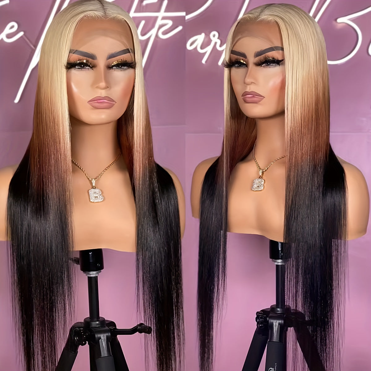 Gradient Long Straight Hair 13x4 Lace Front Wig