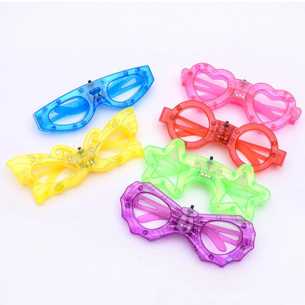 10/20/30/40/50 Pcs LED Light Up Glasses Glow In The Dark Glasses Neon Party Supplies Adults Birthday Party Decoration