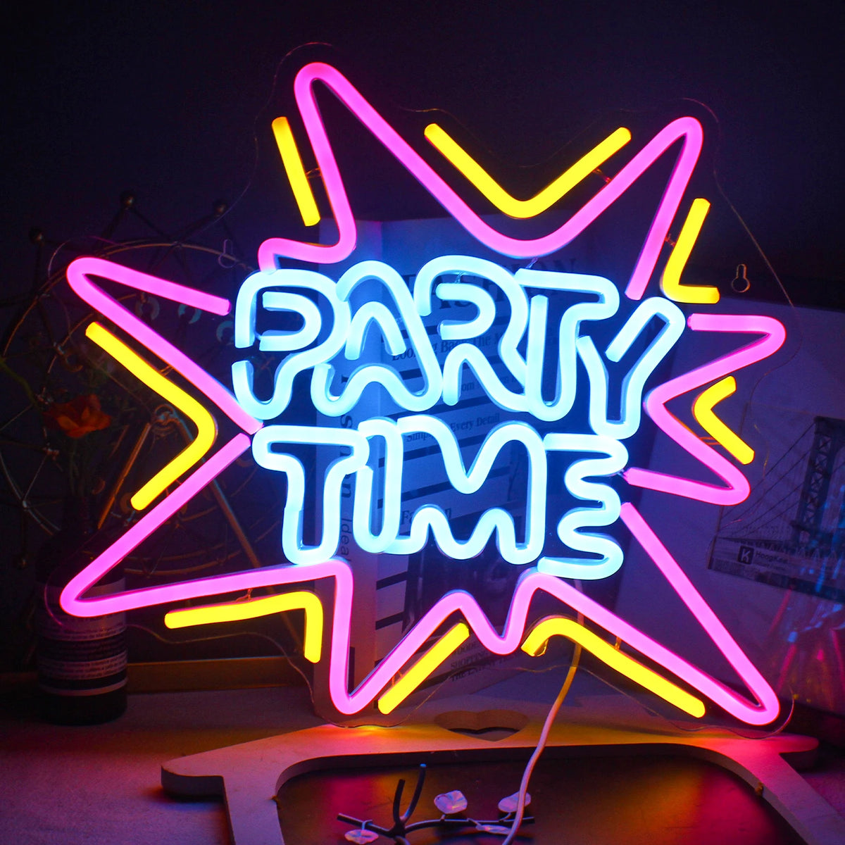 LED Let's Party Neon Sign Light for Party Bar Decor Neon Light Happy Birthday Wedding Transparent Acrylic Custom Neon Light Sign