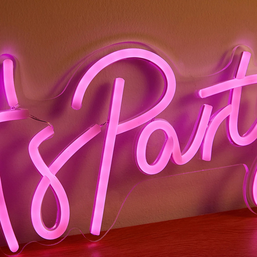 Chi-buy LED Neon Let's Party USB Powered Neon Signs Night Light 3D Wall Art & Game Room Bedroom Living Room Decor Lamp Signs