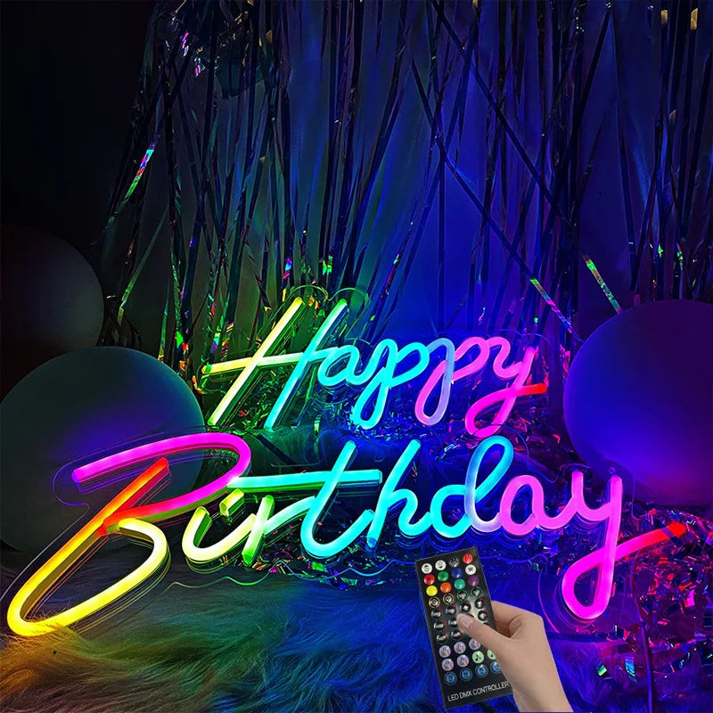 Lets Party Neon Sign USB Powered RGB LED Neon Light for Birthday Wedding Party Bar Gaming Room Bedroom Decoration Gift