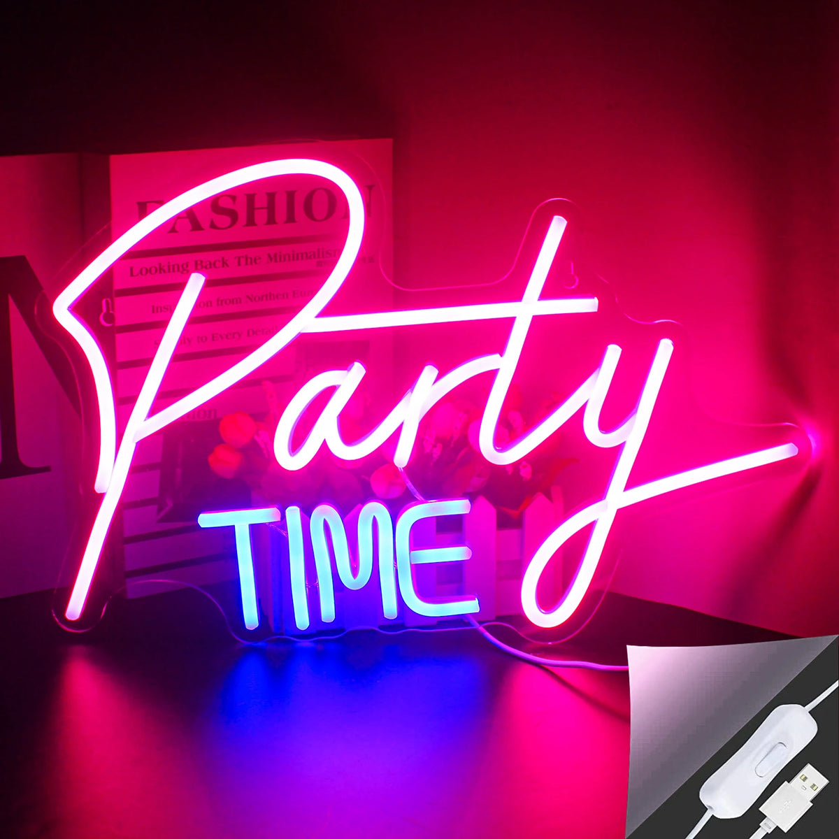 LED Let's Party Neon Sign Light for Party Bar Decor Neon Light Happy Birthday Wedding Transparent Acrylic Custom Neon Light Sign