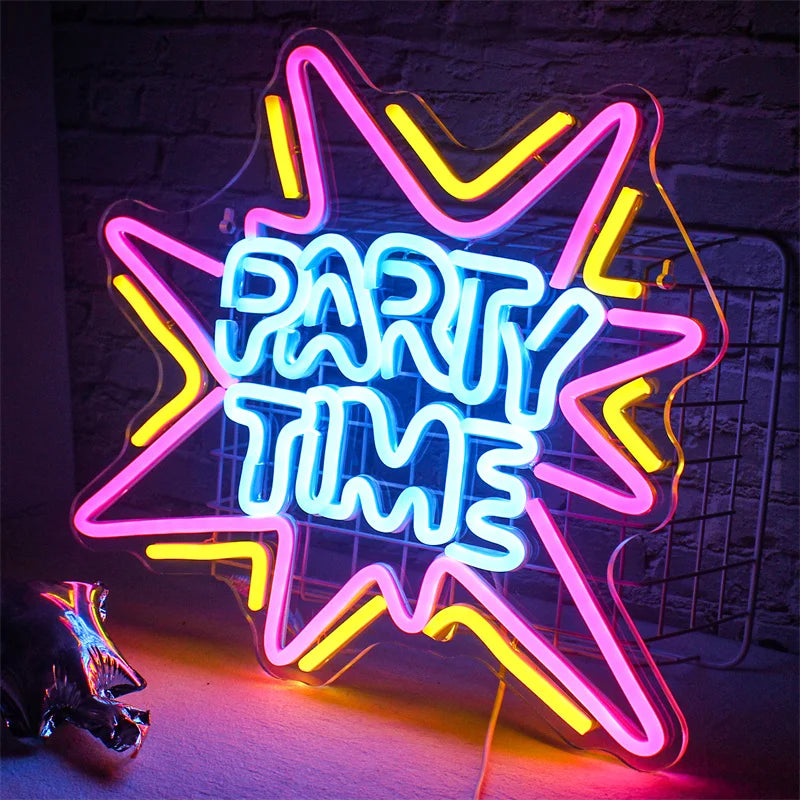 LED Let's Party Neon Sign Light for Party Bar Decor Neon Light Happy Birthday Wedding Transparent Acrylic Custom Neon Light Sign
