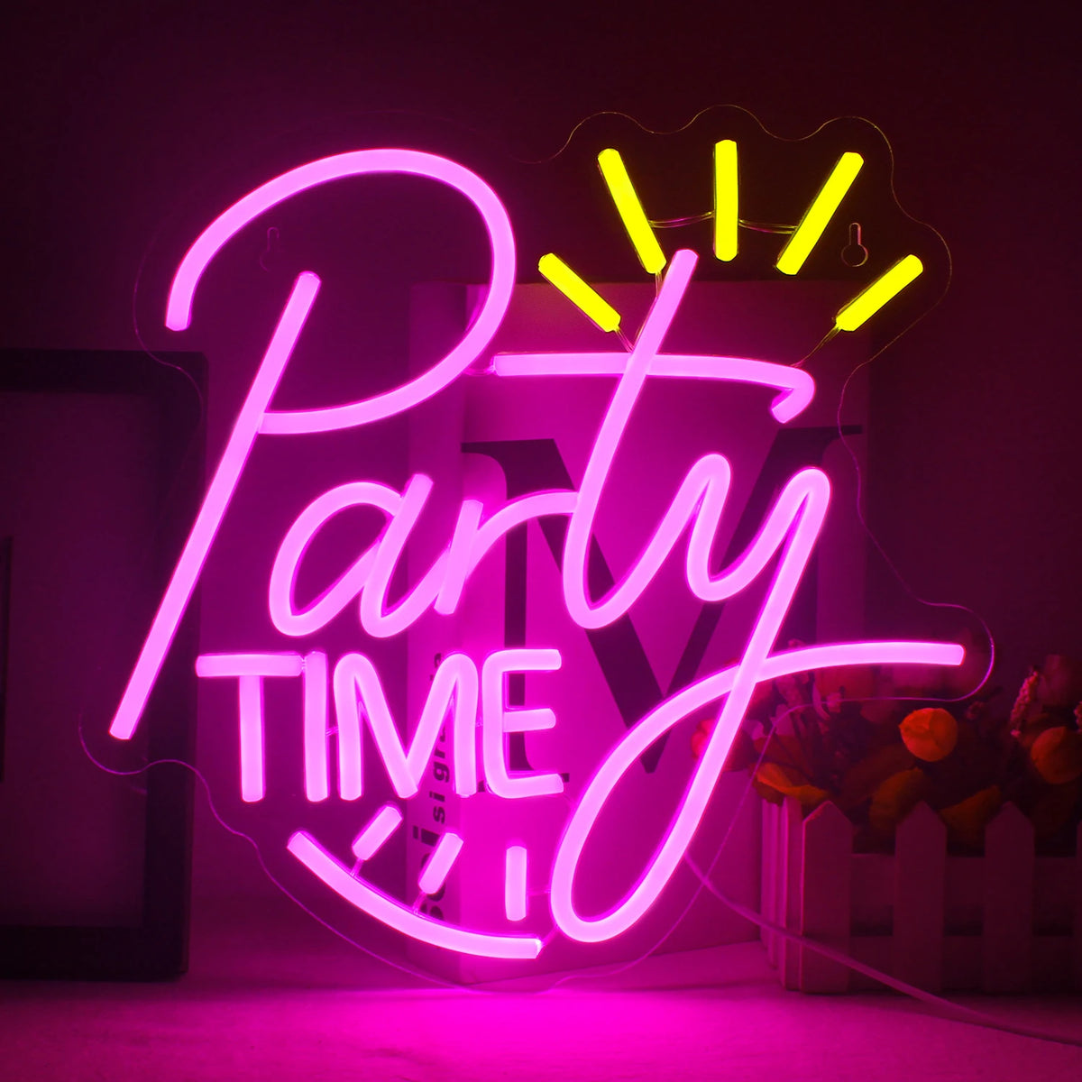 LED Let's Party Neon Sign Light for Party Bar Decor Neon Light Happy Birthday Wedding Transparent Acrylic Custom Neon Light Sign