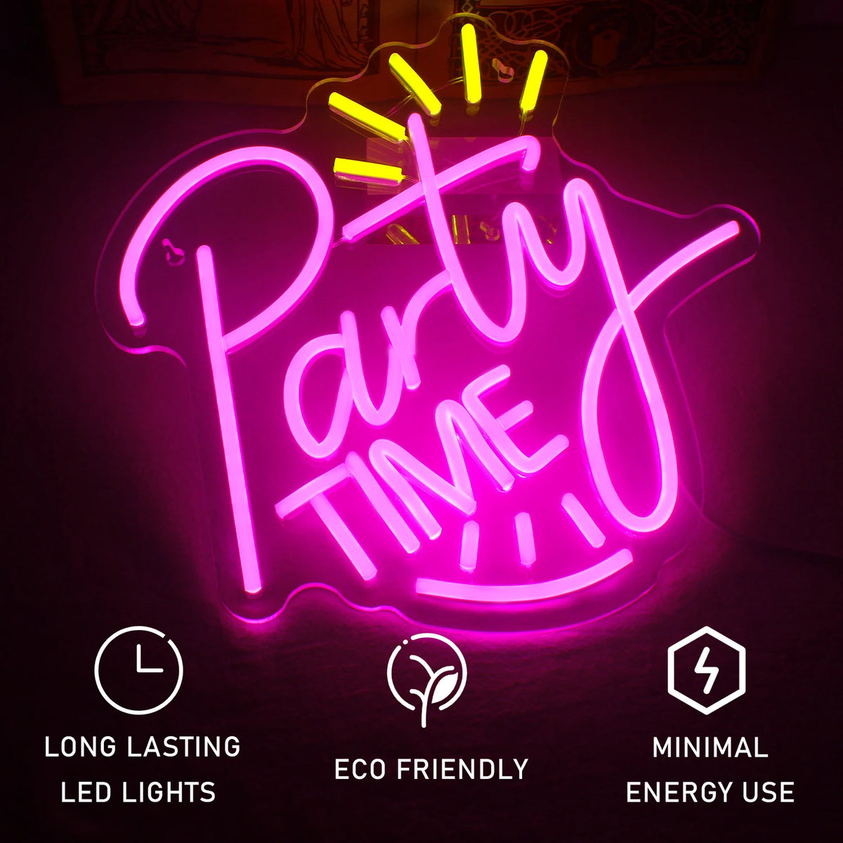LED Let's Party Neon Sign Light for Party Bar Decor Neon Light Happy Birthday Wedding Transparent Acrylic Custom Neon Light Sign