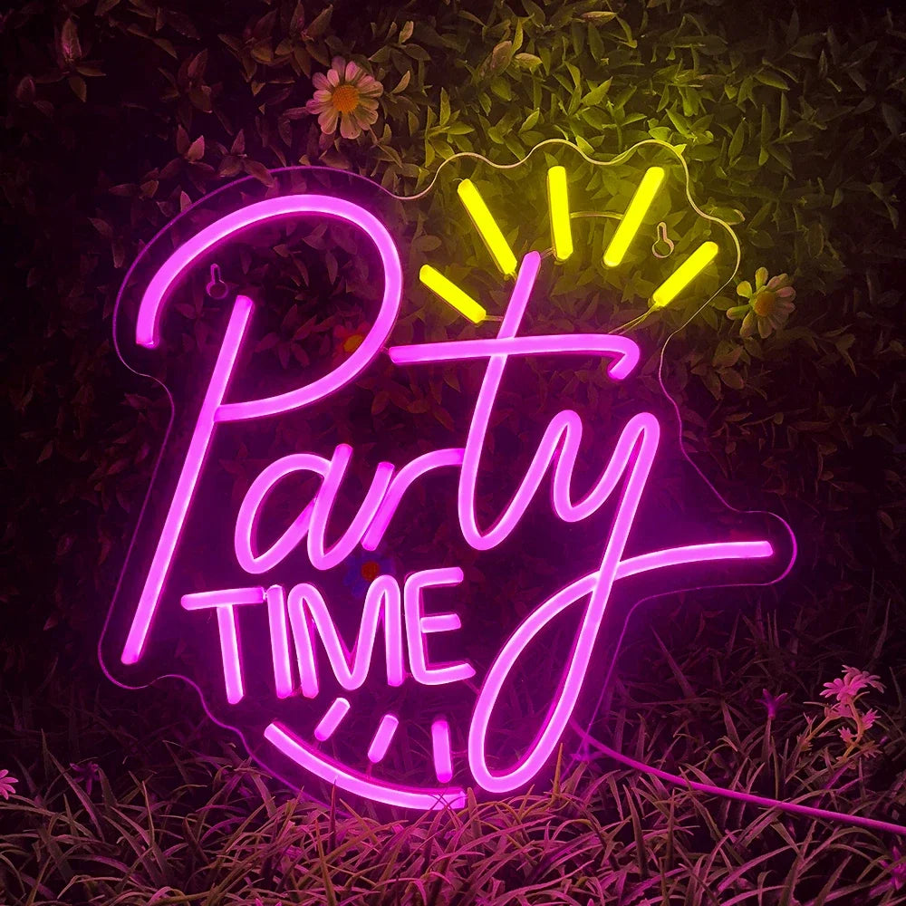LED Let's Party Neon Sign Light for Party Bar Decor Neon Light Happy Birthday Wedding Transparent Acrylic Custom Neon Light Sign