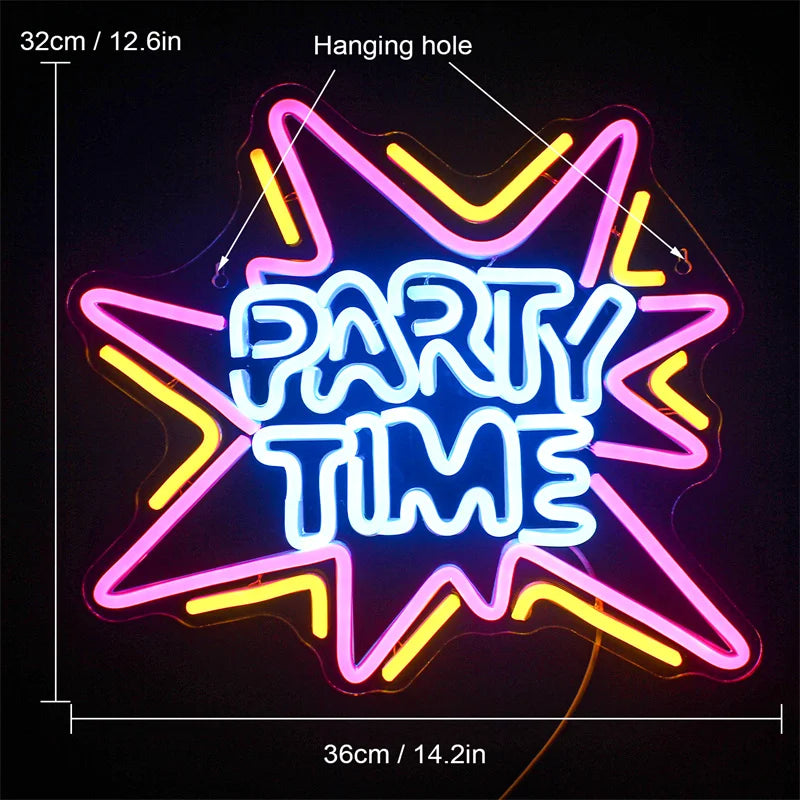 LED Let's Party Neon Sign Light for Party Bar Decor Neon Light Happy Birthday Wedding Transparent Acrylic Custom Neon Light Sign