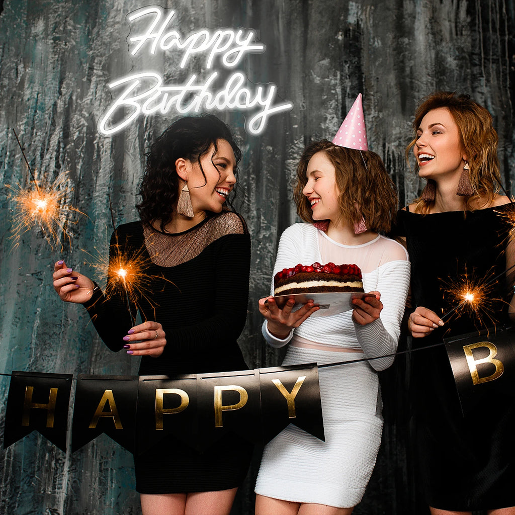 LED Let's Party Neon Sign Light for Party Bar Decor Neon Light Happy Birthday Wedding Transparent Acrylic Custom Neon Light Sign