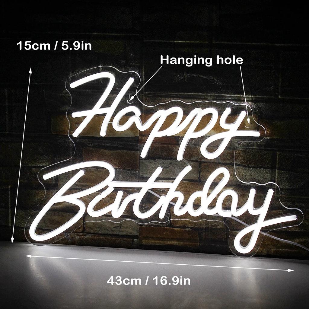 LED Let's Party Neon Sign Light for Party Bar Decor Neon Light Happy Birthday Wedding Transparent Acrylic Custom Neon Light Sign