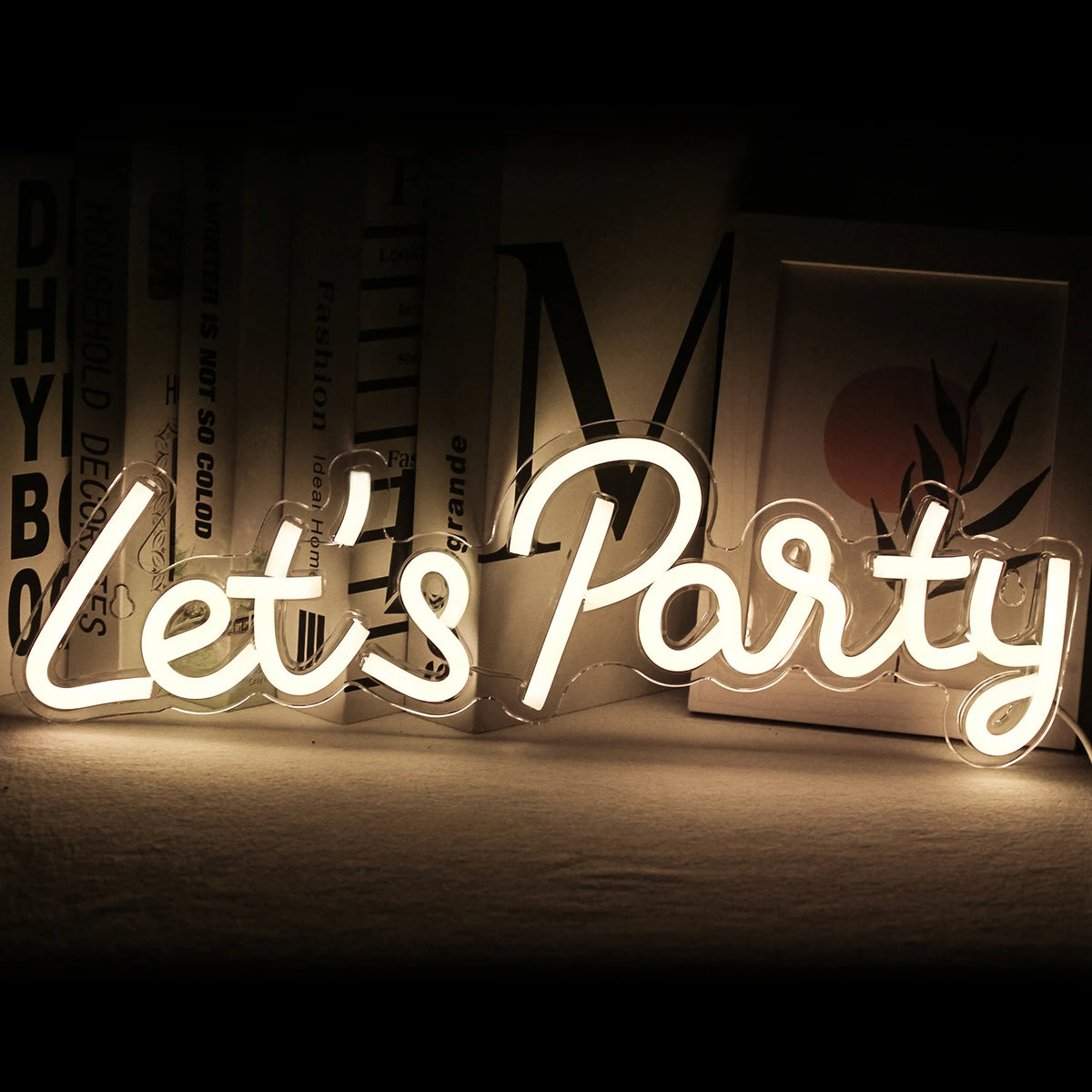 LED Let's Party Neon Sign Light for Party Bar Decor Neon Light Happy Birthday Wedding Transparent Acrylic Custom Neon Light Sign