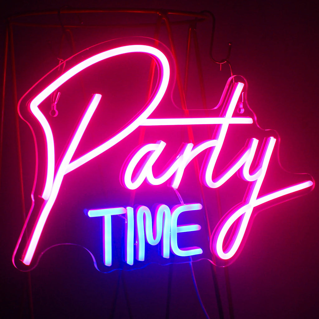 LED Let's Party Neon Sign Light for Party Bar Decor Neon Light Happy Birthday Wedding Transparent Acrylic Custom Neon Light Sign