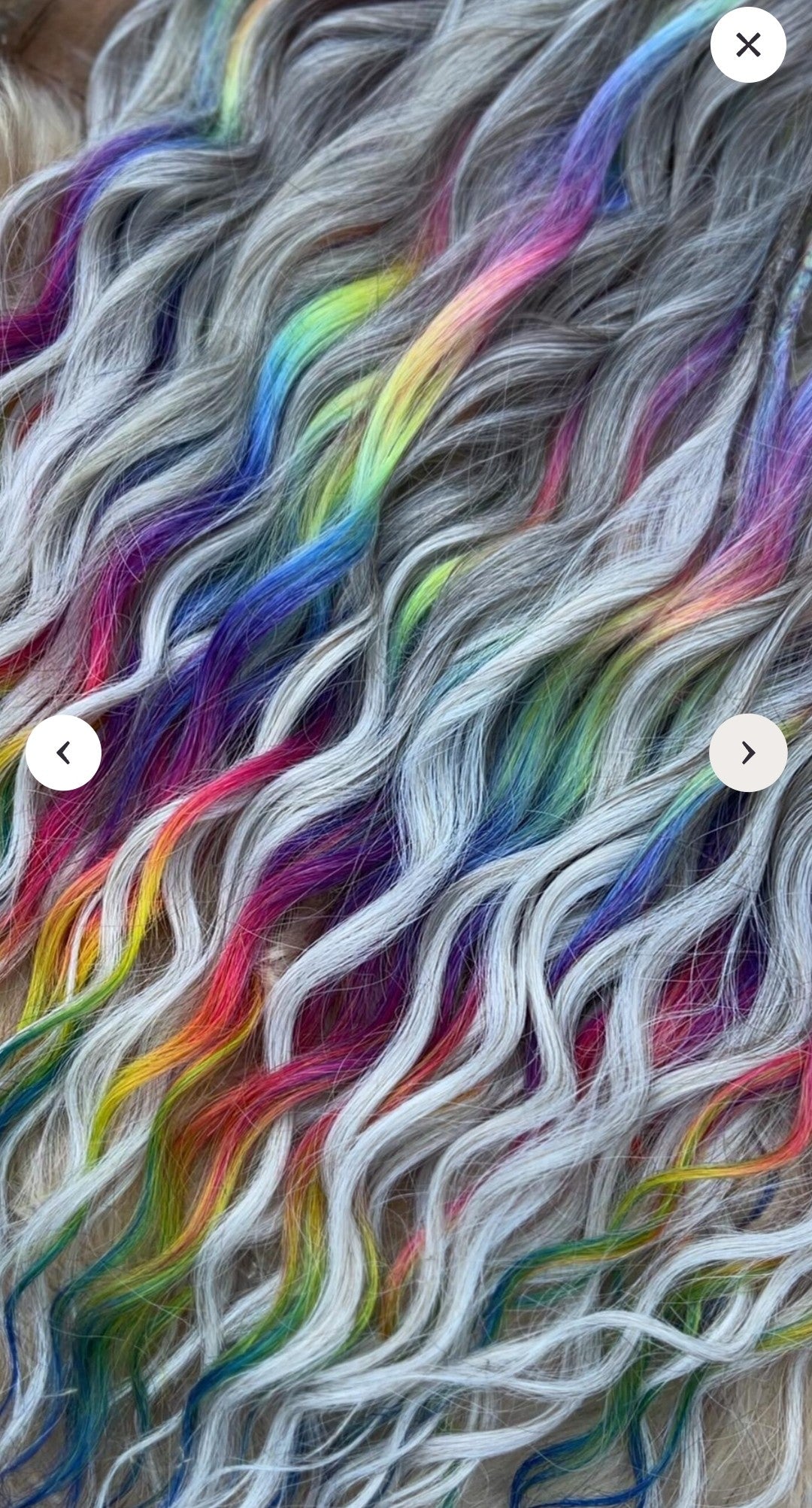 Grey and Rainbow Brushable Dreaded Curls with Glitch Accents – Anna Curls