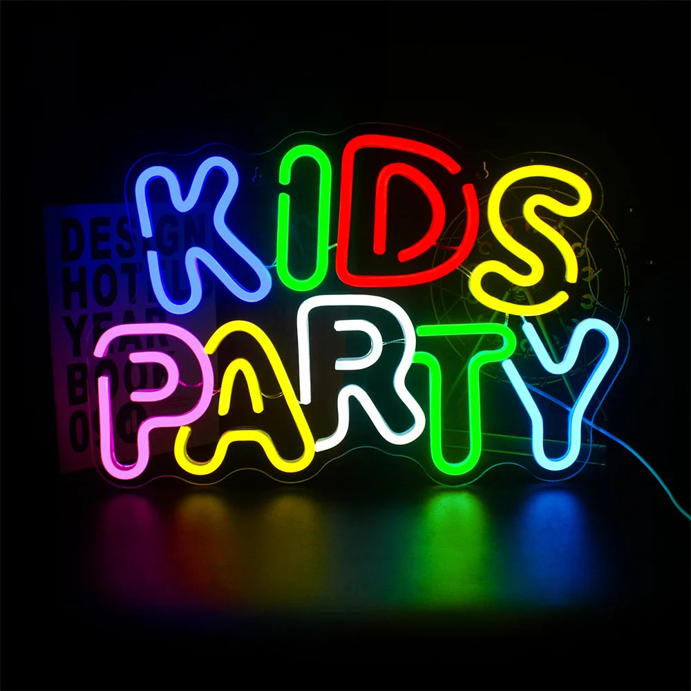 LED Let's Party Neon Sign Light for Party Bar Decor Neon Light Happy Birthday Wedding Transparent Acrylic Custom Neon Light Sign