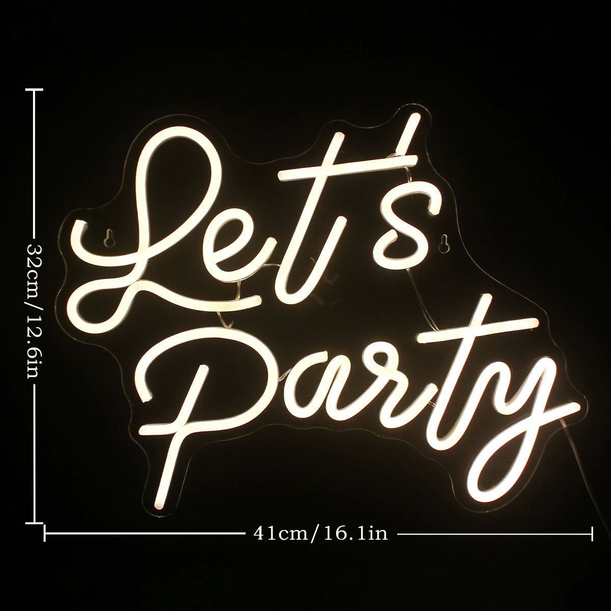 LED Let's Party Neon Sign Light for Party Bar Decor Neon Light Happy Birthday Wedding Transparent Acrylic Custom Neon Light Sign