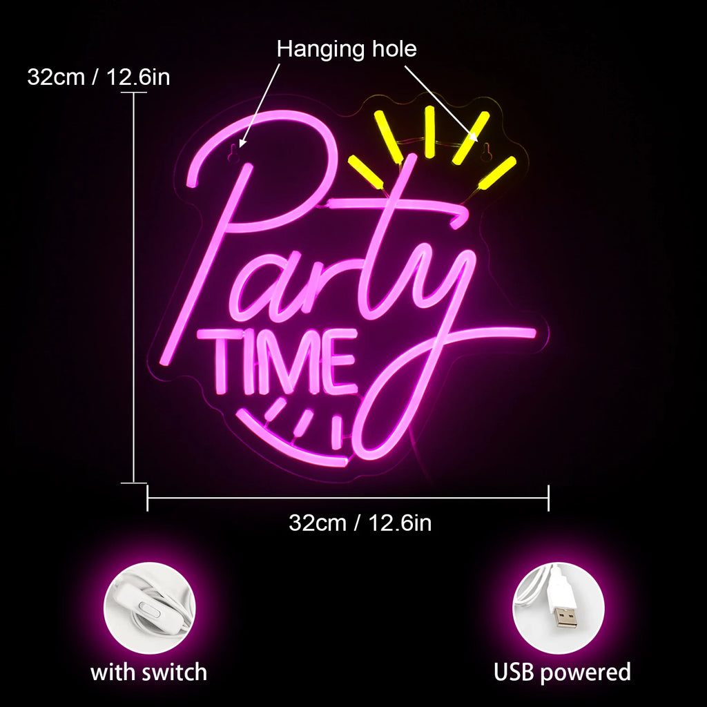 LED Let's Party Neon Sign Light for Party Bar Decor Neon Light Happy Birthday Wedding Transparent Acrylic Custom Neon Light Sign