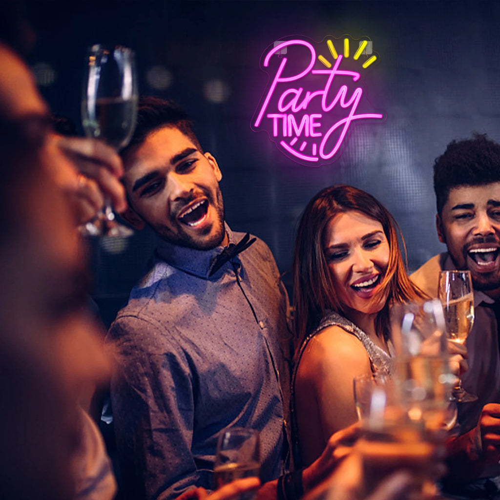 LED Let's Party Neon Sign Light for Party Bar Decor Neon Light Happy Birthday Wedding Transparent Acrylic Custom Neon Light Sign