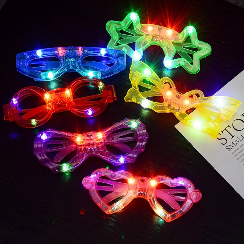 10/20/30/40/50 Pcs LED Light Up Glasses Glow In The Dark Glasses Neon Party Supplies Adults Birthday Party Decoration