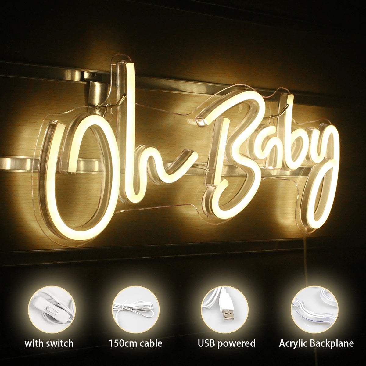 LED Let's Party Neon Sign Light for Party Bar Decor Neon Light Happy Birthday Wedding Transparent Acrylic Custom Neon Light Sign