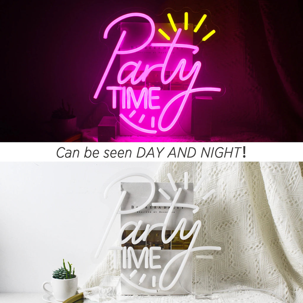 LED Let's Party Neon Sign Light for Party Bar Decor Neon Light Happy Birthday Wedding Transparent Acrylic Custom Neon Light Sign