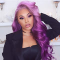 26" Long Wavy/Curly Synthetic Wig with Gradient Purple Color (150% Density)