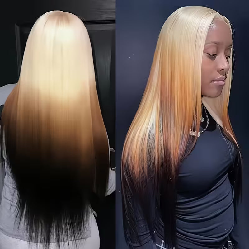 Gradient Long Straight Hair 13x4 Lace Front Wig