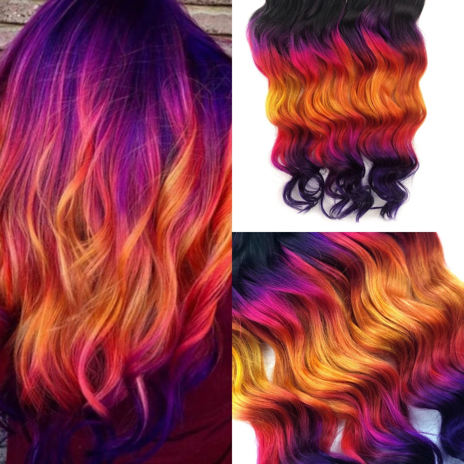 Fall Ombre Hair, Rainbow Dyed Hair, Clip In Hair Extensions