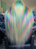 Rainbow human hair wigs