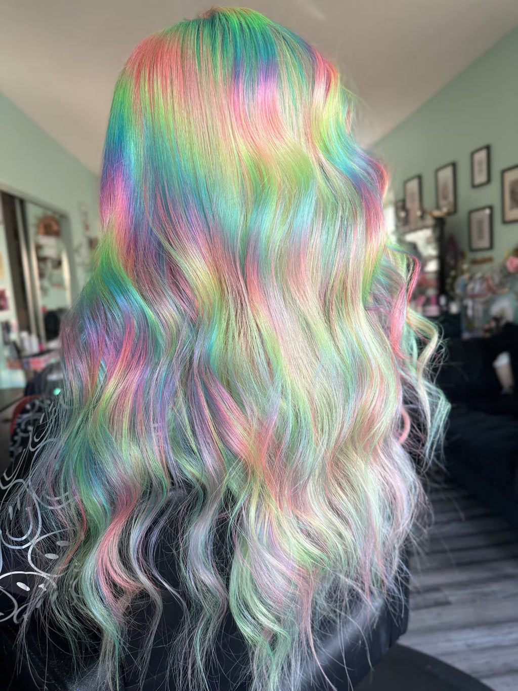 Rainbow human hair wigs
