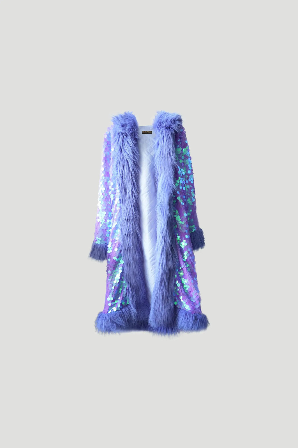 ZEPHYR Purple Sequin Kimono Jacket | Faux Fur Festival Coat | Rave & Burning Man