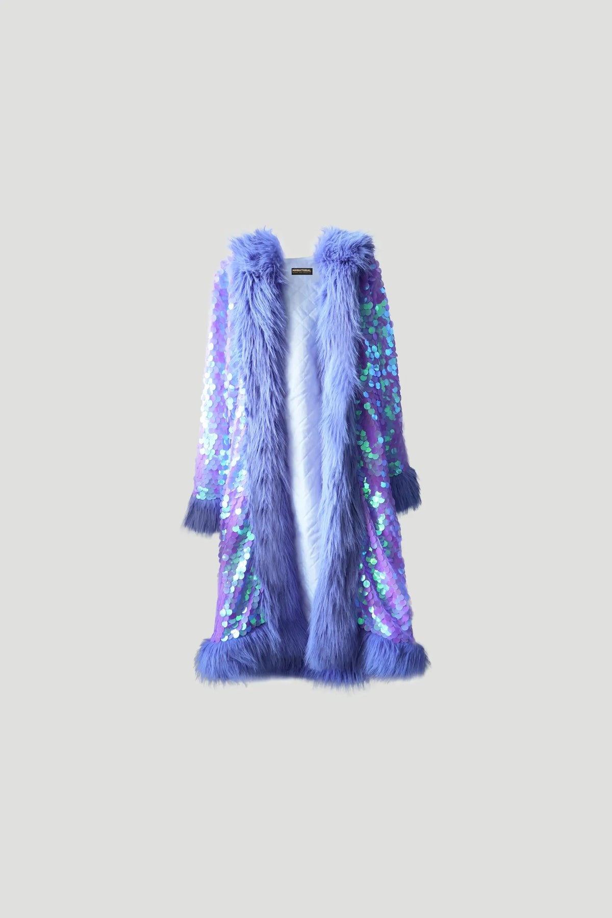 ZEPHYR Purple Sequin Kimono Jacket | Faux Fur Festival Coat | Rave & Burning Man
