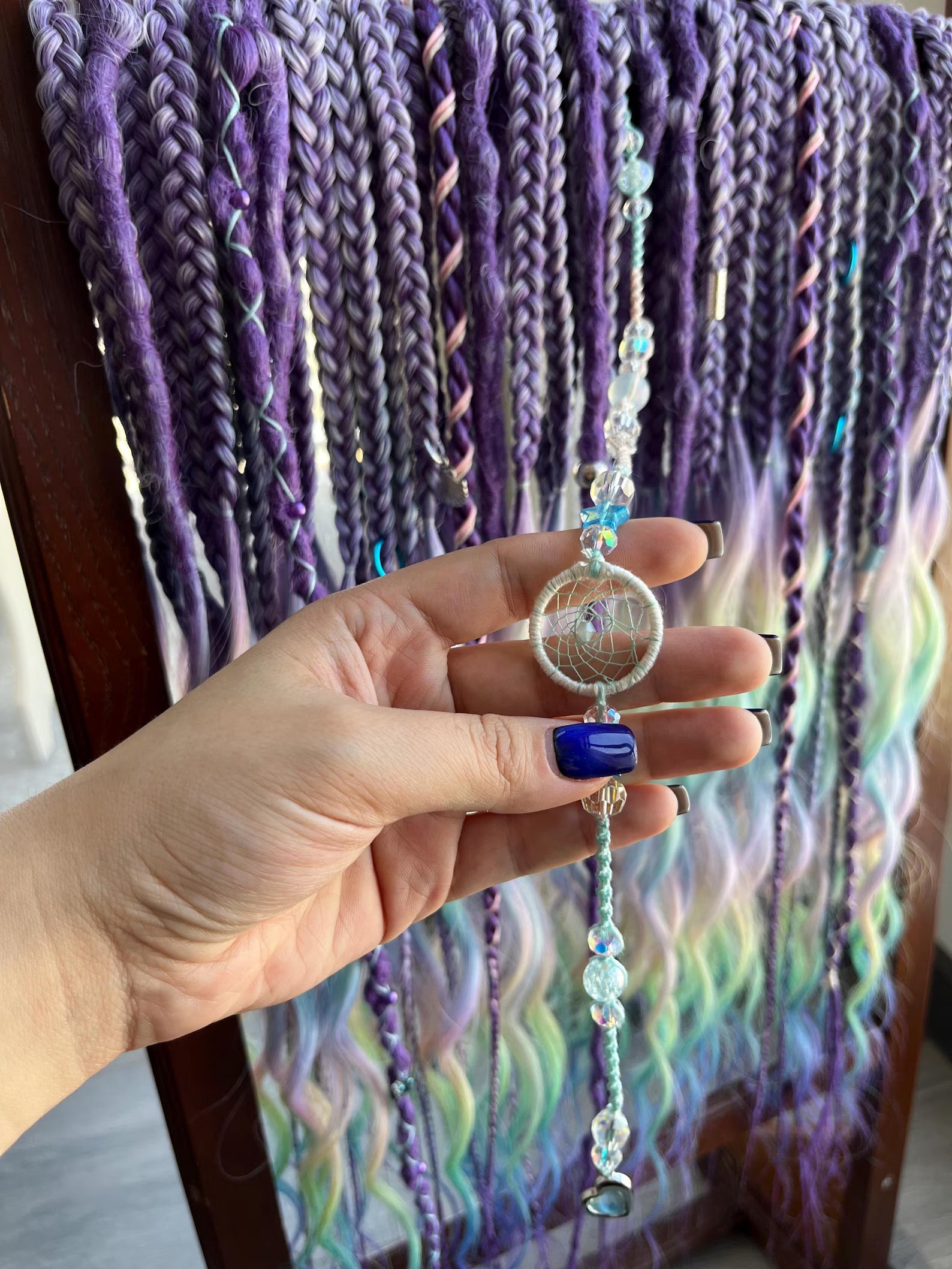 Purple Mermaid Braids Set: Handmade Synthetic Dreads & Braids