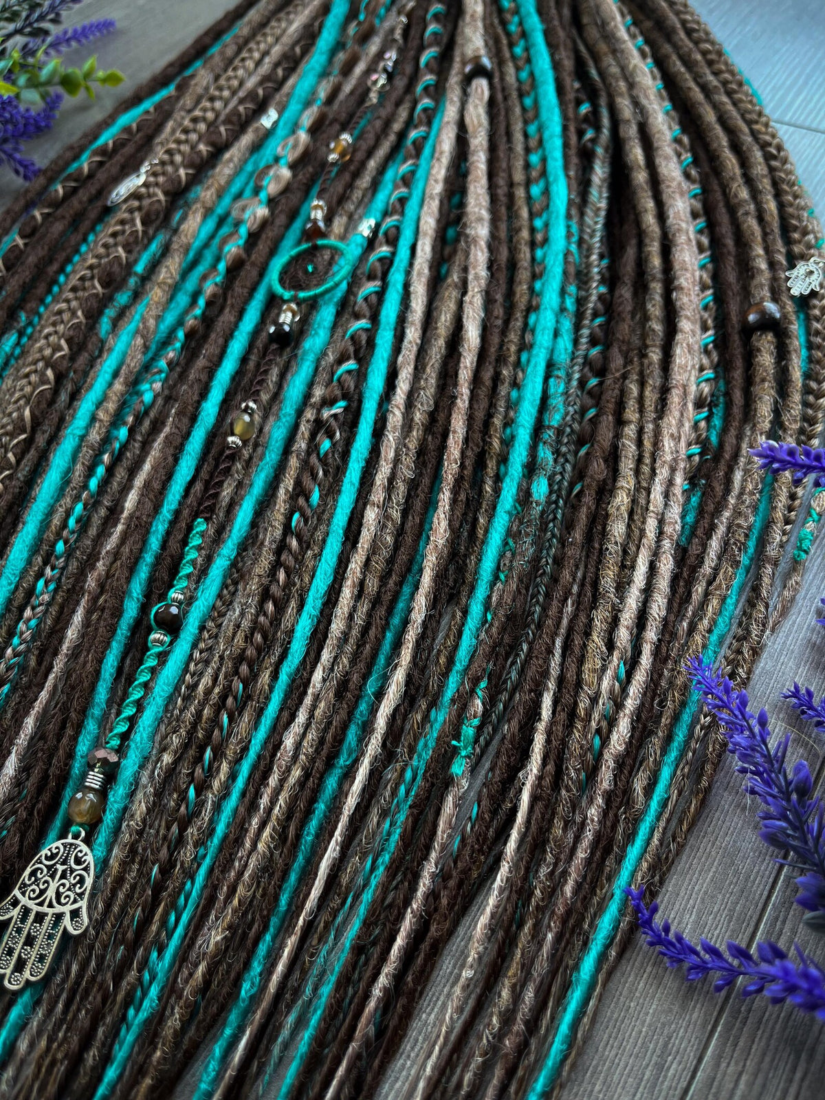 Synthetic Dreads & Braids Set – Turquoise n Brown Mix