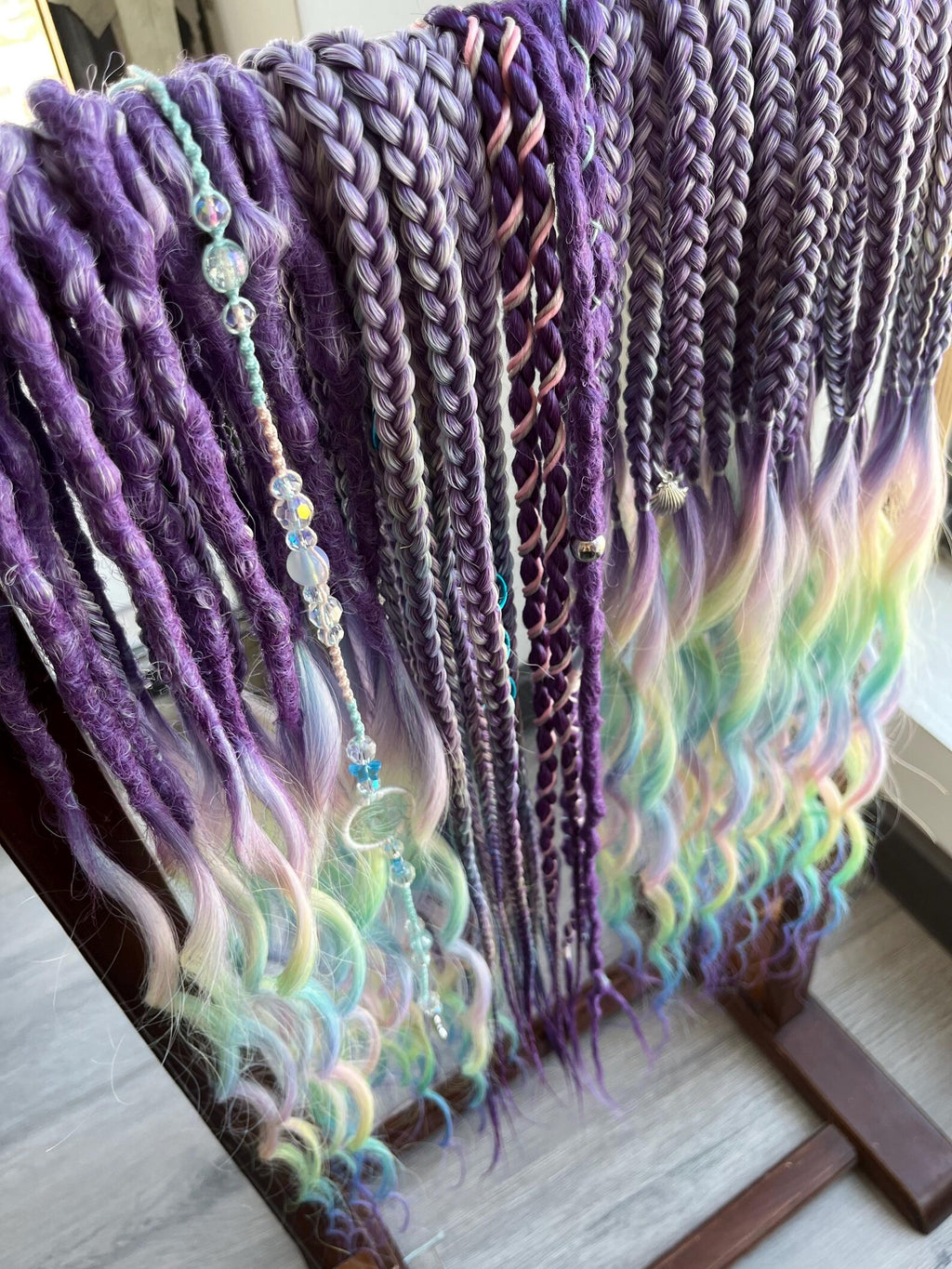 Purple Mermaid Braids Set: Handmade Synthetic Dreads & Braids