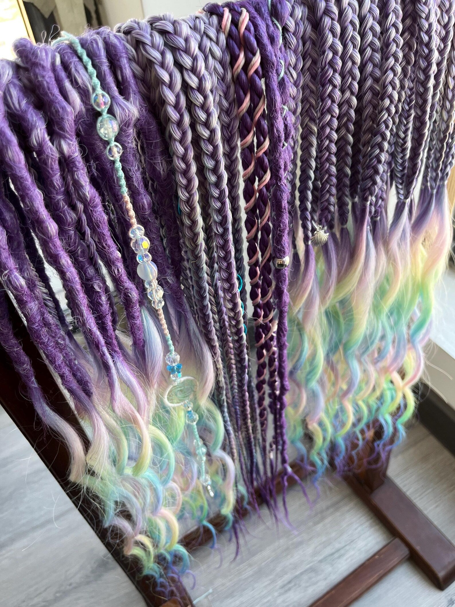 Purple Mermaid Braids Set: Handmade Synthetic Dreads & Braids