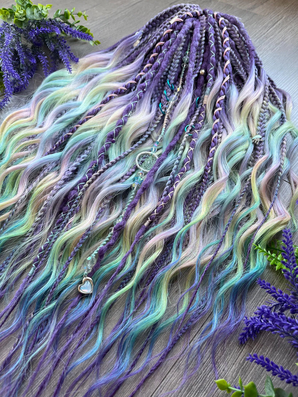 Purple Mermaid Braids Set: Handmade Synthetic Dreads & Braids