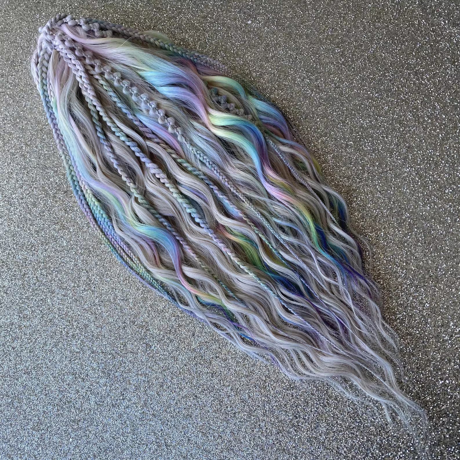 Synthetic Pastel Rainbow Brushable Wavy Dreadlock Hair Extensions