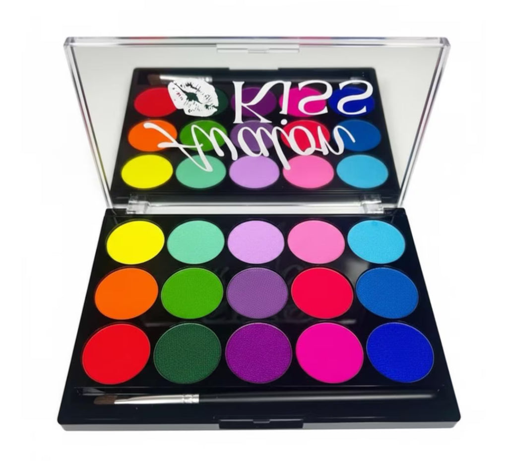 Water-Activated Eyeliner & Face Paint Palette | 15 UV Neon Colors | Vol. 2