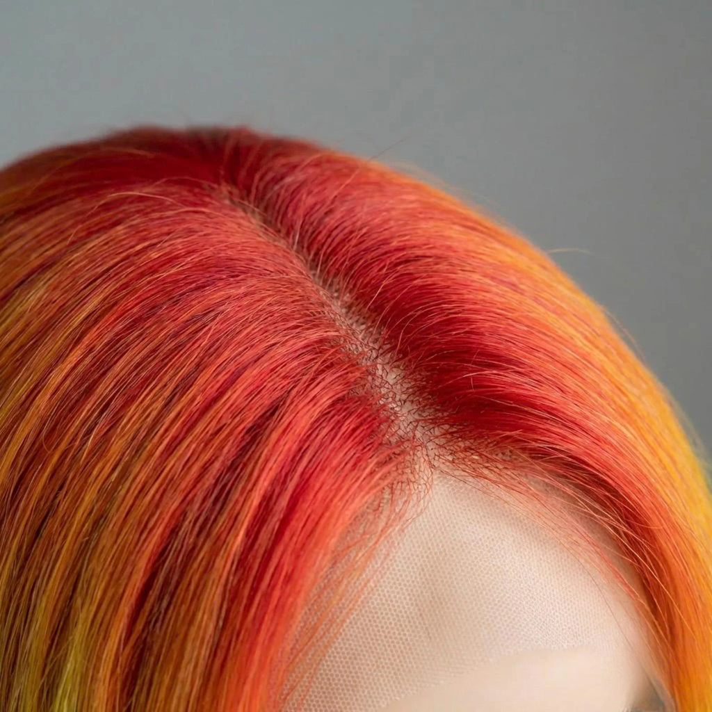 Rainbow Balayage Human Hair Wig: 13x4 Lace Front, Remy Hair