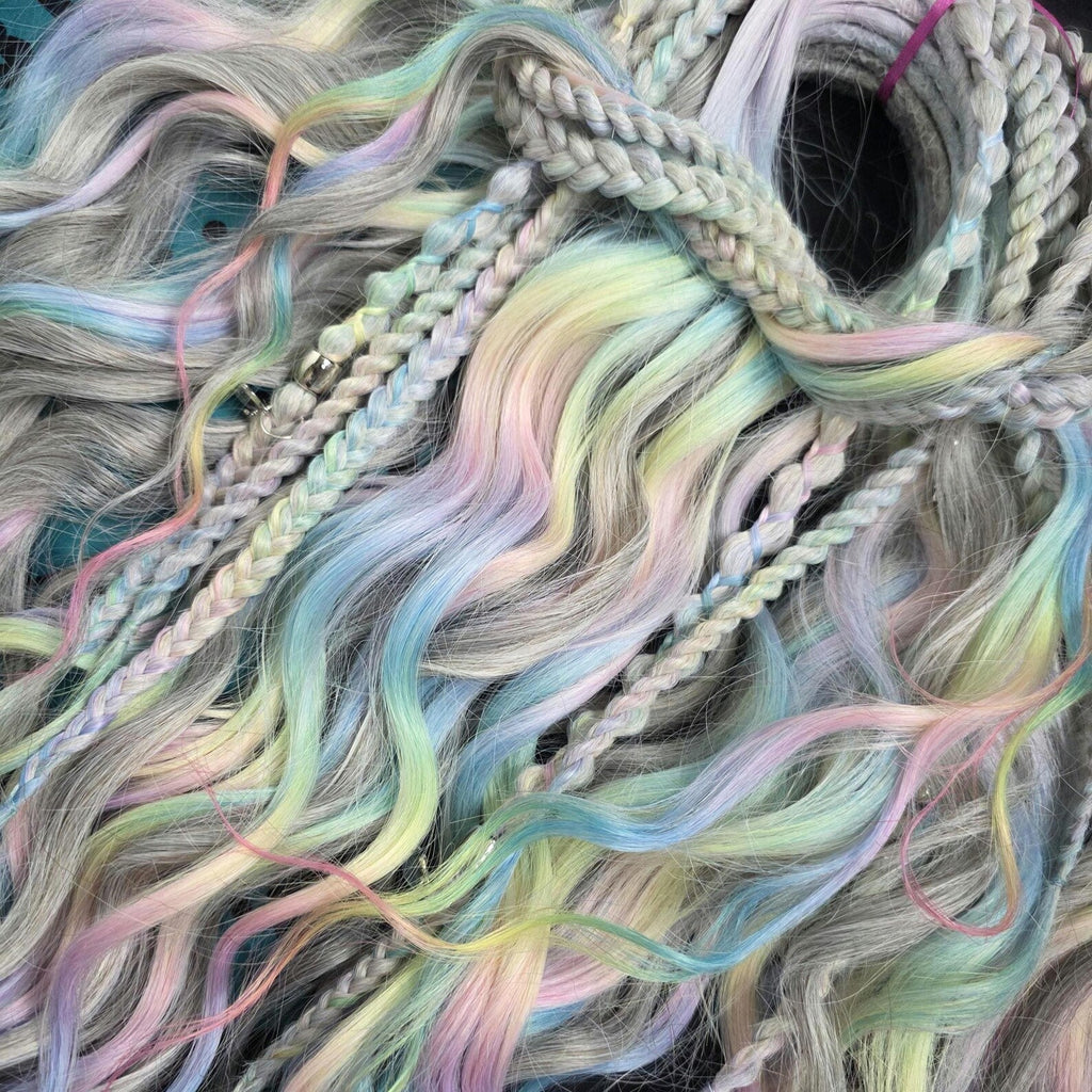 Pastel and Gray Blond Boho Braids - Wavy Hair Extensions