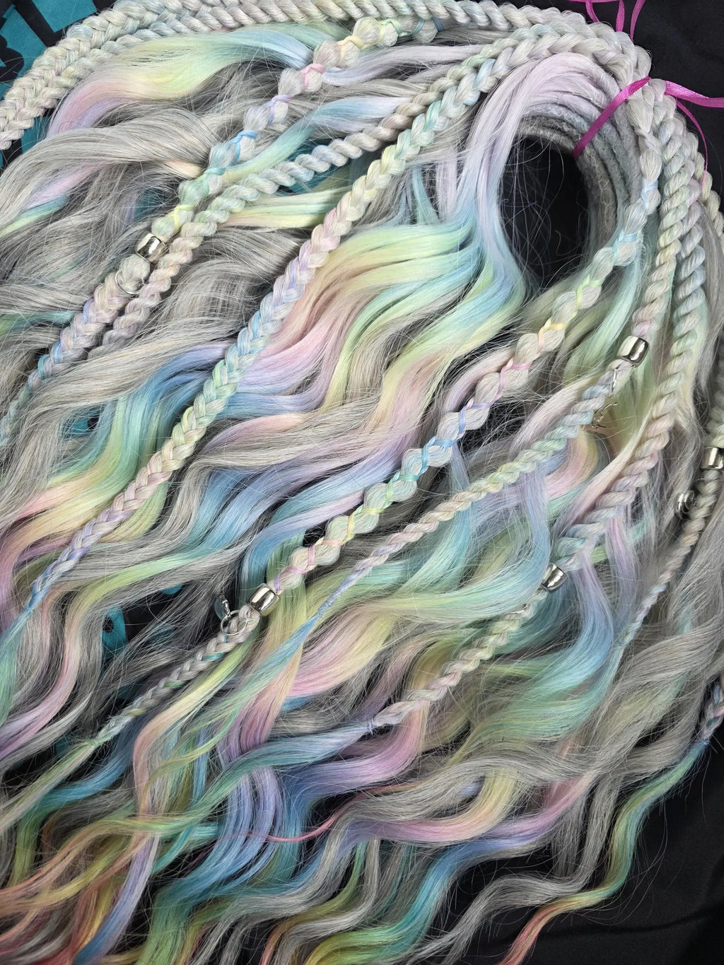 Pastel and Gray Blond Boho Braids - Wavy Hair Extensions