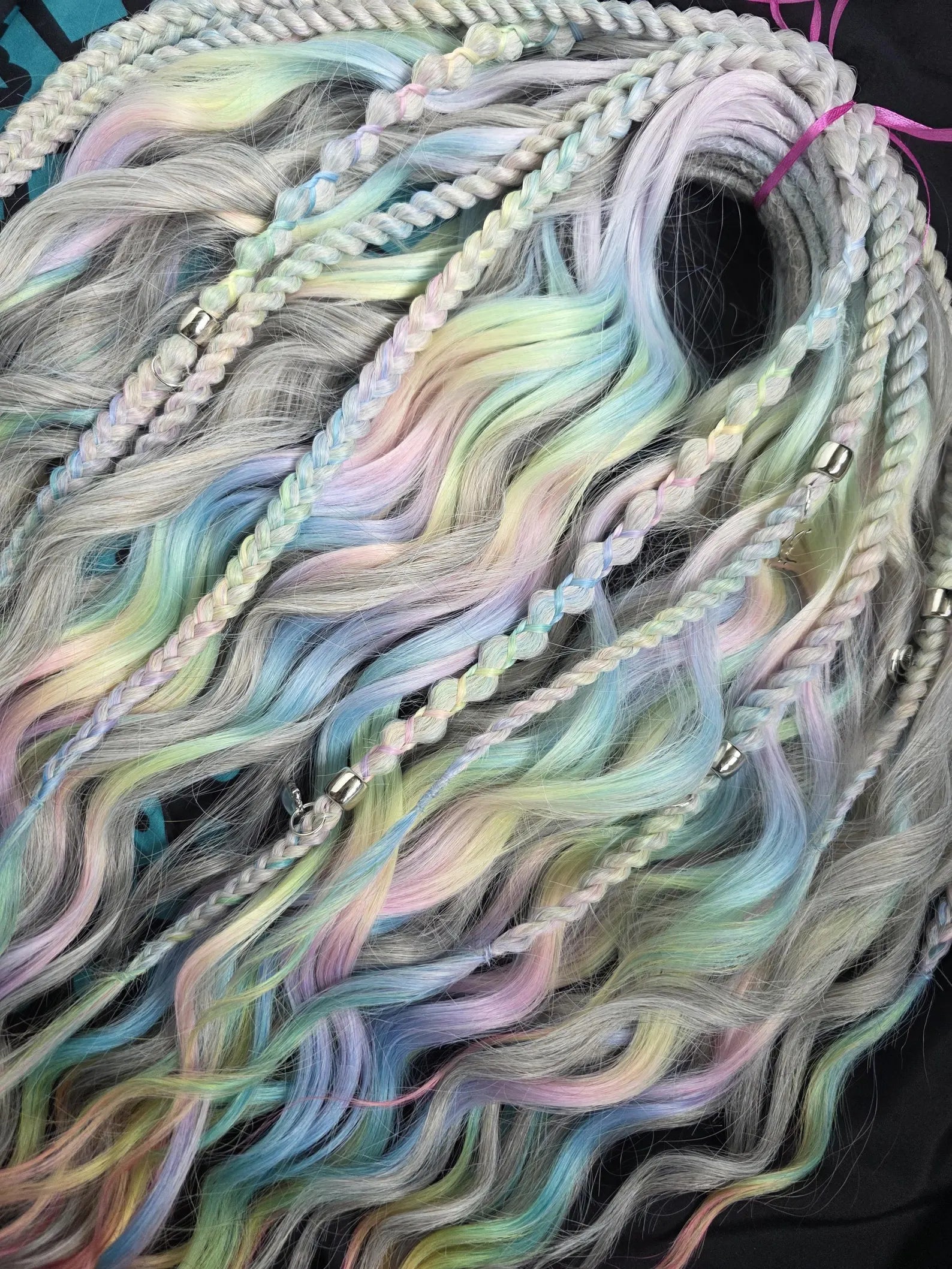 Pastel and Gray Blond Boho Braids - Wavy Hair Extensions