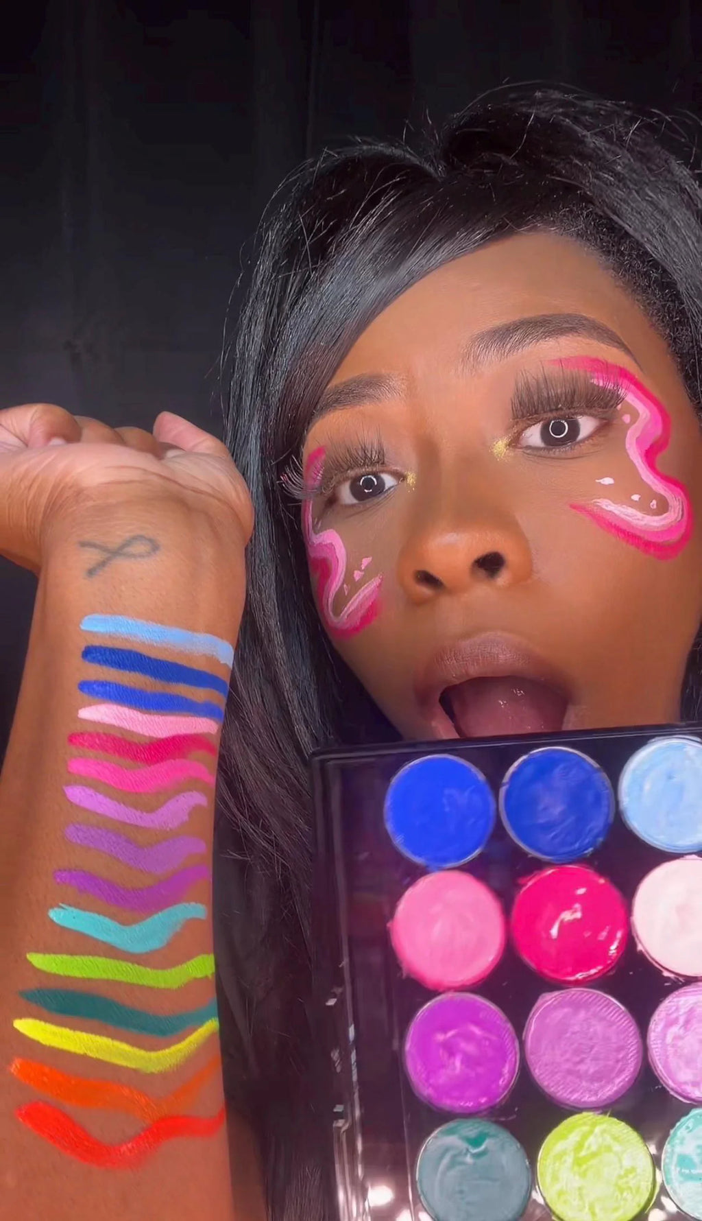 Water-Activated Eyeliner & Face Paint Palette | 15 UV Neon Colors | Vol. 2
