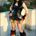 Sparkle Black and Rainbow Furry Leg Warmers, Rave Fluffies