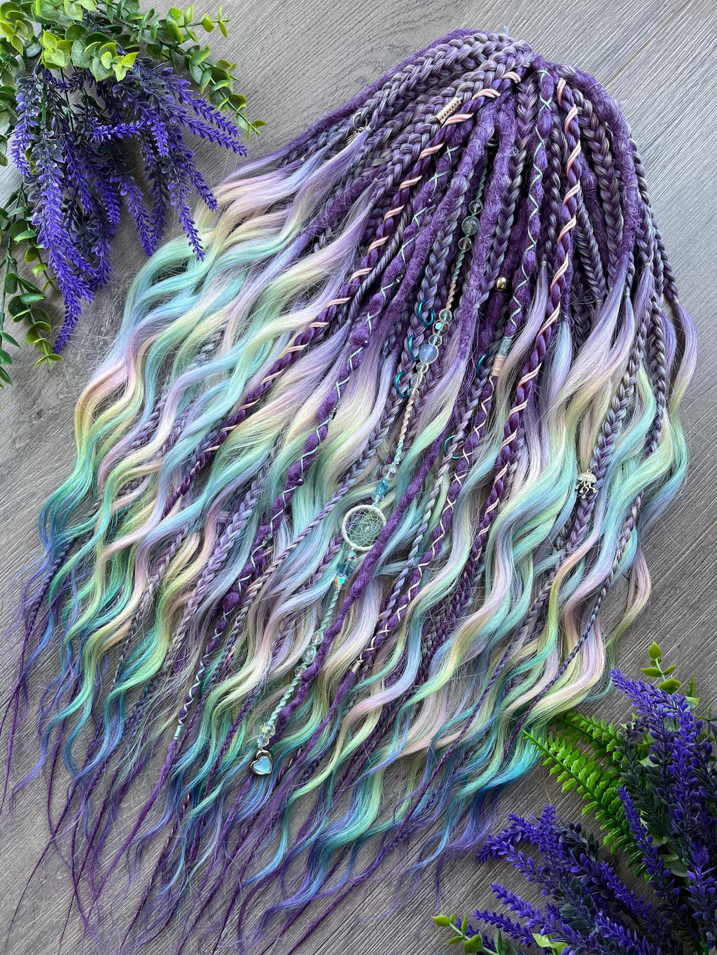 Purple Mermaid Braids Set: Handmade Synthetic Dreads & Braids