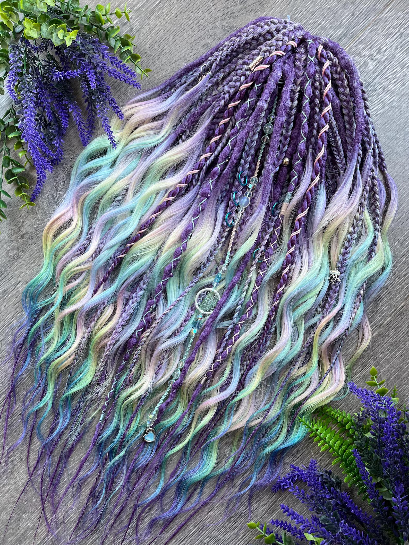 Purple Mermaid Braids Set: Handmade Synthetic Dreads & Braids