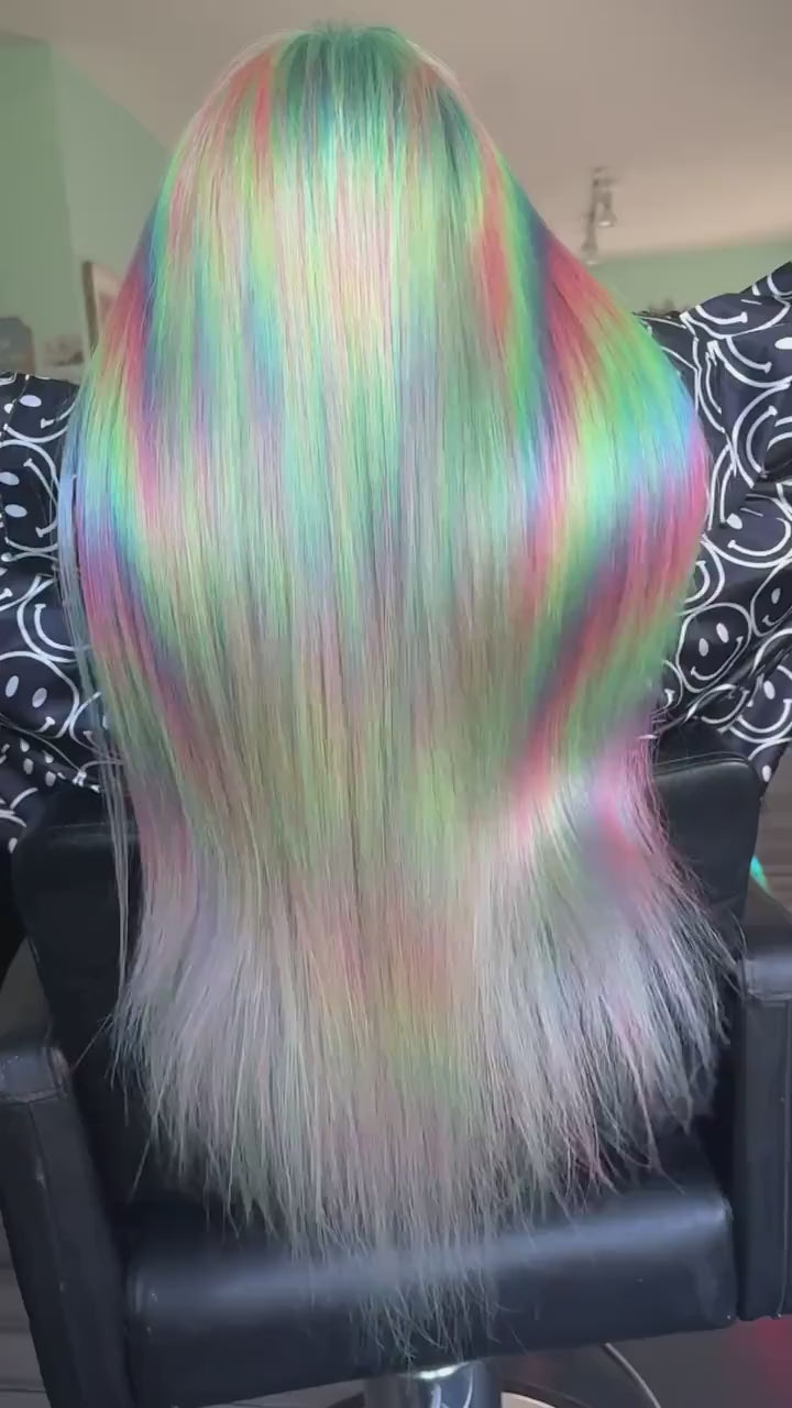 Rainbow human hair wigs