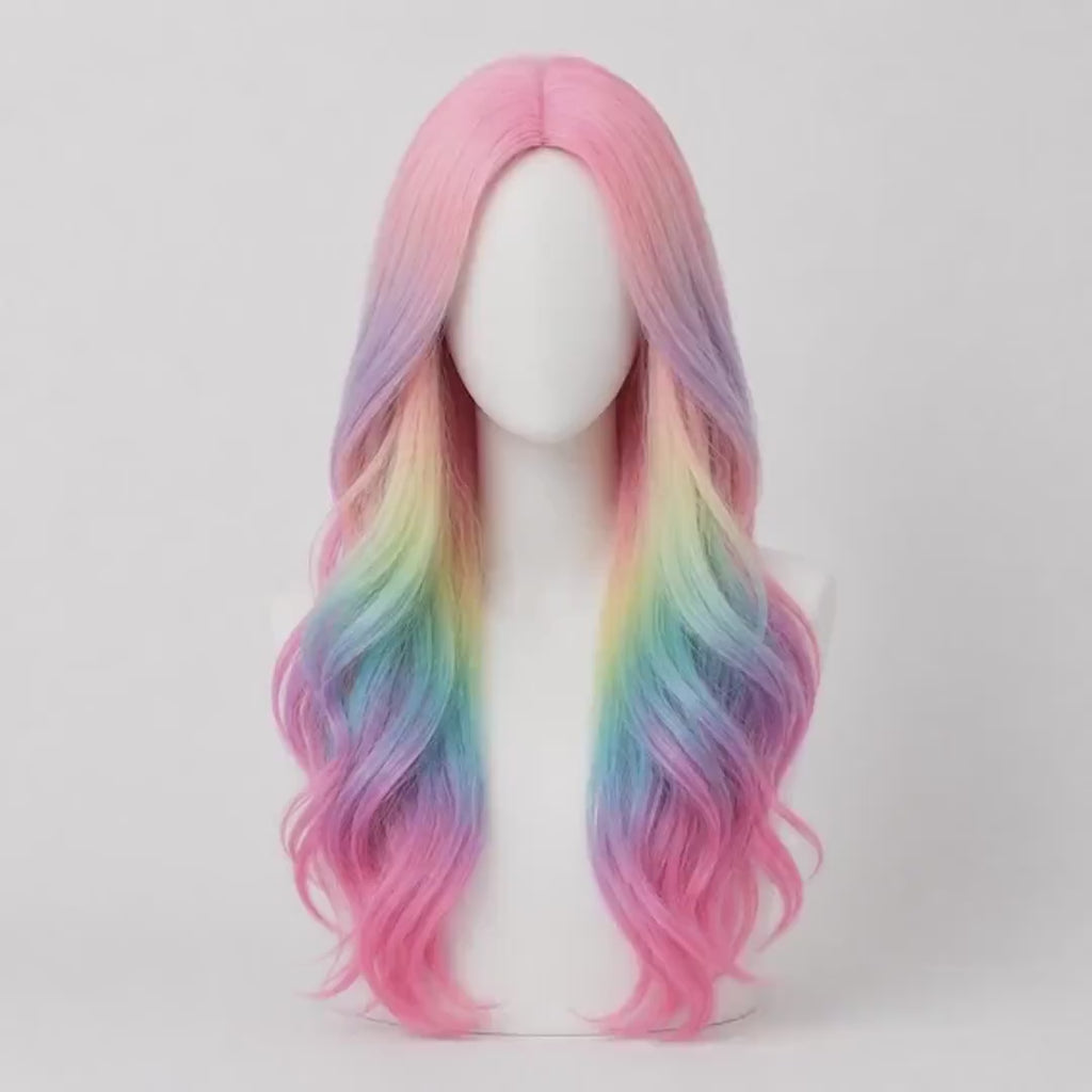 Long Rainbow Wig 26 Inch Neon Cosplay Costume Wig | Dream