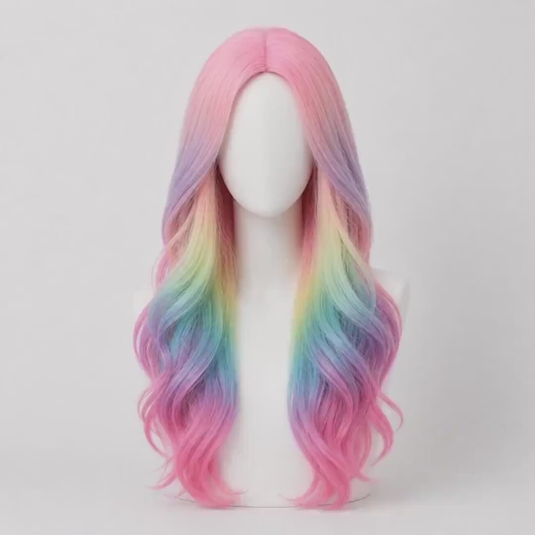 Long Rainbow Wig 26 Inch Neon Cosplay Costume Wig | Dream