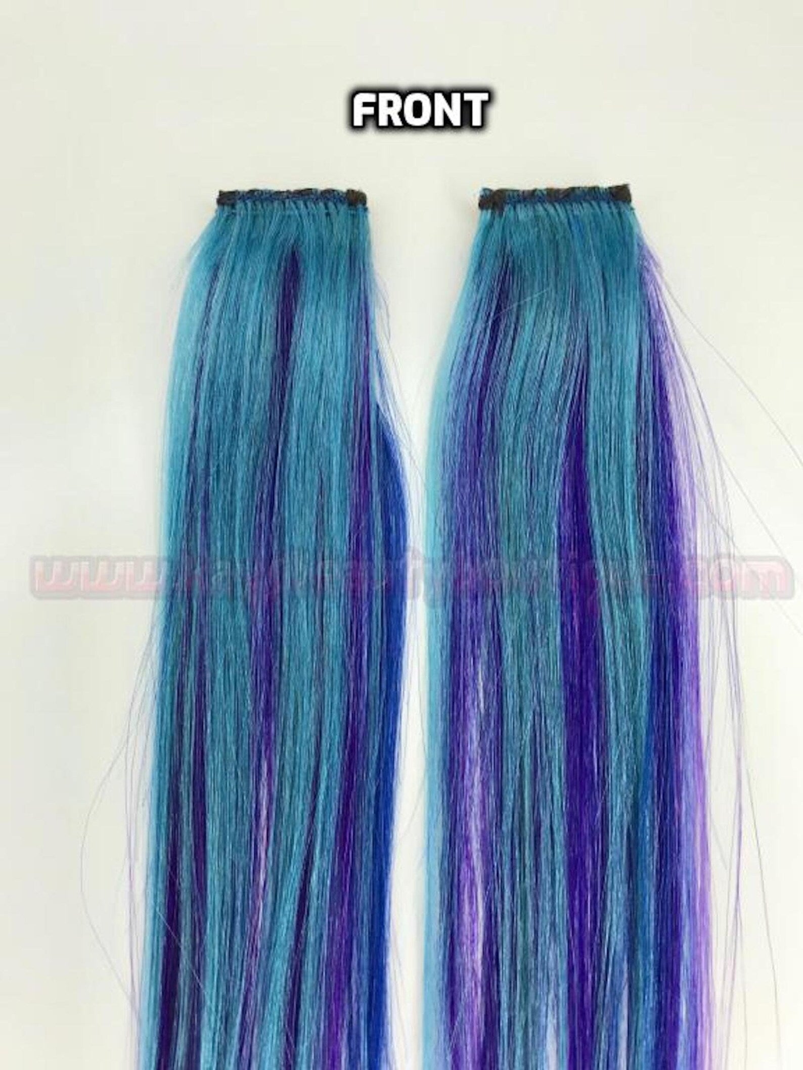 Bright Turquoise Teal Purple Blue Mix Strip Clip-ins 100% Human Hair Extensions